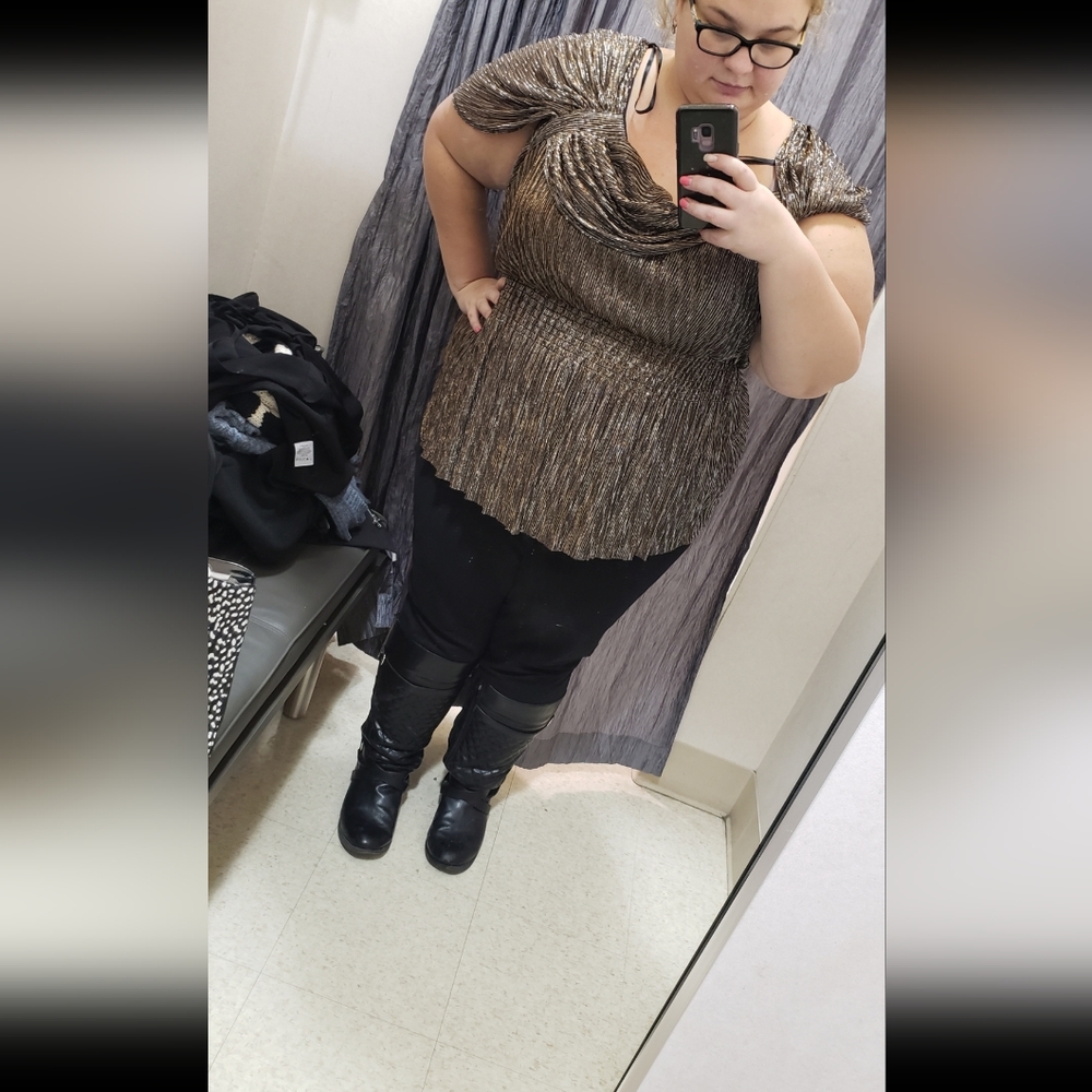 Chic Metallic Fringe One Shoulder Top